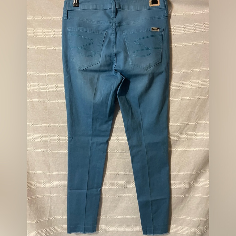 Seven7 Est 1946 Mid-Rise Ankle Skinny Blue Pants